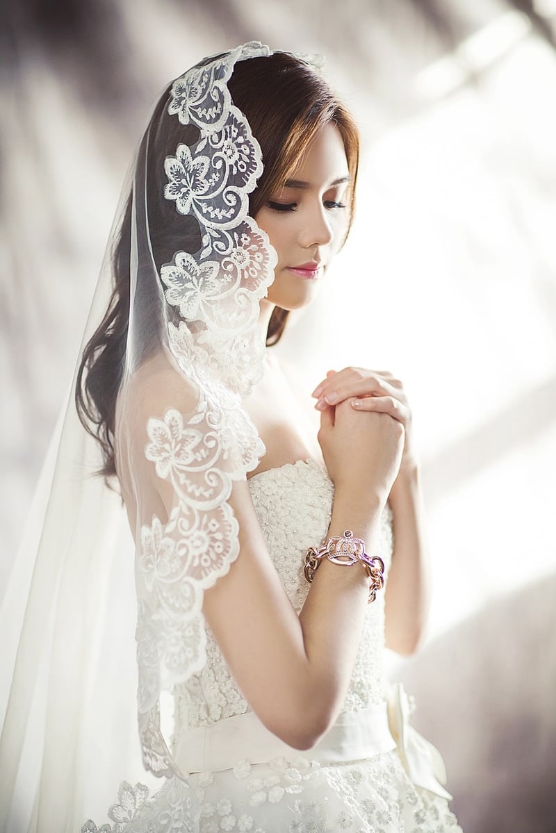 Bride in whimsical wedding dress